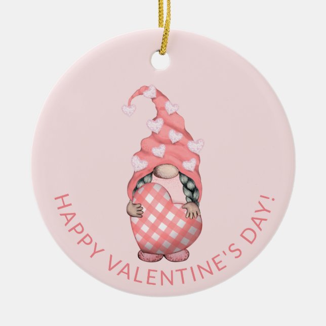 Décoration En Céramique Joli gnome Joyeuse Saint-Valentin (Devant)