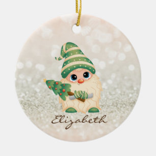 Décoration En Céramique Joli gnome nordique pinède bokeh