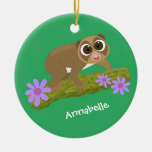 Décoration En Céramique Joli lenteur loris sur dessin de branche