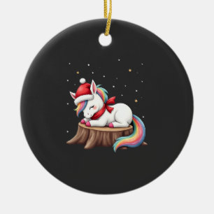 Décoration En Céramique Joli Licorne avec Écharpe Noël Xmas Fête T-S