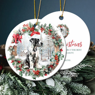 Décoration En Céramique Joli Noël grand chien de chien dane chiot de Santa