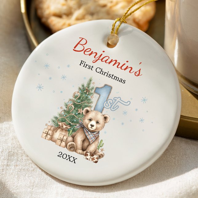 Décoration En Céramique Joli ours en peluche bleu pour le premier arbre de (Créateur téléchargé)