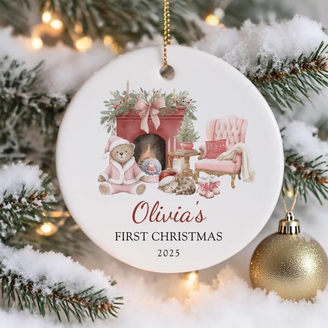 Décoration En Céramique Joli ours en peluche premier Noël de bébé (Créateur téléchargé)