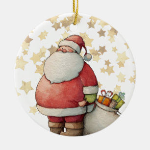 Décoration En Céramique Joli Père Noël fantaisiste avec étoile