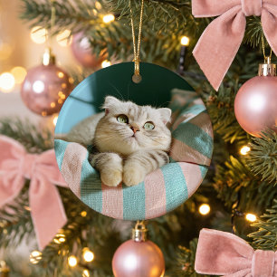 Décoration En Céramique Joli petit chat 2 Photo Rond