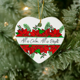 Décoration En Céramique Joli Poinsettias dessiné à la main Personnalisé