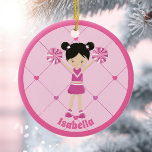 Décoration En Céramique Joli Pom-pom girl asiatique rose personnalisé Noël