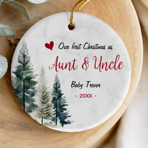 Décoration En Céramique Joli premier Noël en tant que tante et oncle cœur
