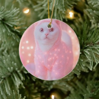Décoration En Céramique Joli Renne Lumineux Kitty Fantaisie d'Hiver