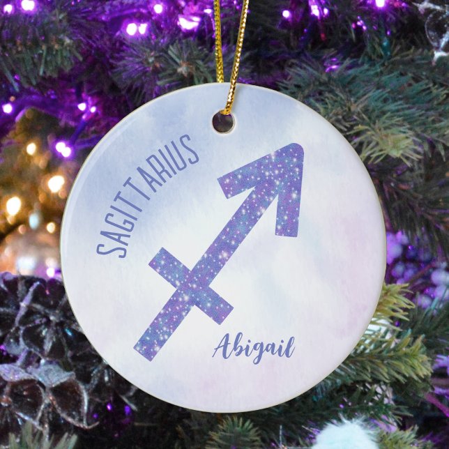 Décoration En Céramique Joli Sagittarius Signal personnalisé Violet Noël (Créateur téléchargé)