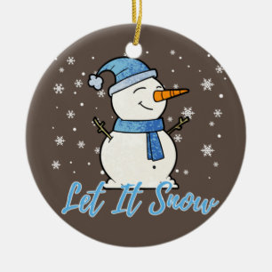 Décoration En Céramique Joli Snowman Laisser neiger Noël Vacances