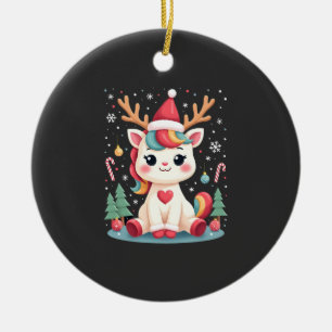 Décoration En Céramique Joli T-Shirt de Noël Filles Femmes Xmas Licorne Ce