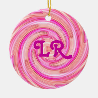 Décoration En Céramique Joli ton rose girly tourbillon monogramme