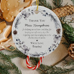 Décoration En Céramique Jolie appréciation de l'enseignant cadeau de Noël<br><div class="desc">Les enseignants sont vraiment merveilleux et quelle meilleure façon de les faire connaître, qu'avec l'un de ces enseignants personnalisés apprécient les ornements de Noël. Design présente un arrière - plan gris chic avec une couronne botanique d'hiver, un message de remerciement mignon, le nom des professeurs, un petit coeur et de...</div>