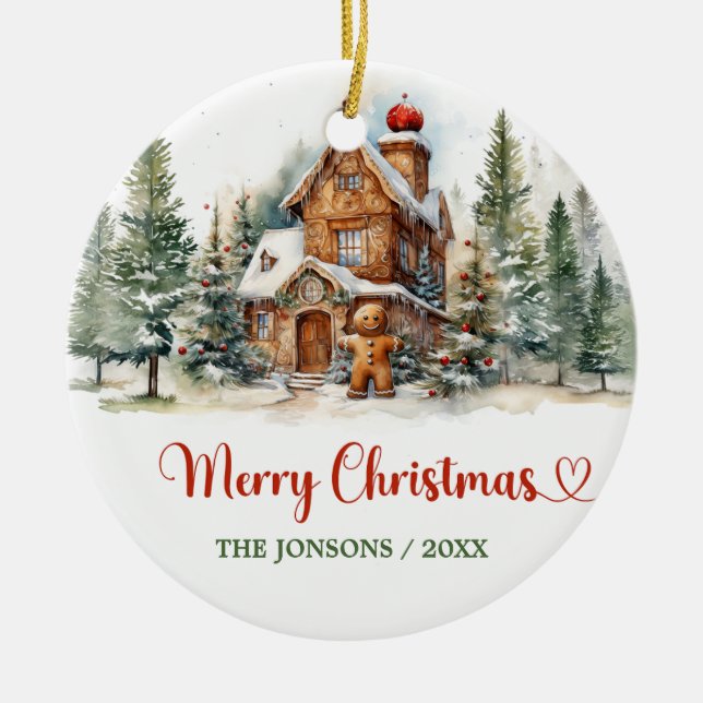 Décoration En Céramique Jolie aquarelle pain d'hiver forêt (Devant)