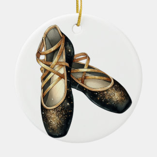 DÉCORATION EN CÉRAMIQUE JOLIE CHAUSSURES DE BALLET NOIR ET OR