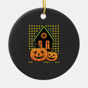 Décoration En Céramique Jolie citrouille d'Halloween Maison hantée étoile