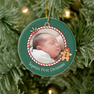 Décoration En Céramique Jolie fille en pain d'épice pour bébé premier Noël