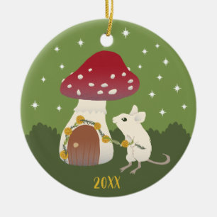 Décoration En Céramique Jolie maison de champignon rouge pour souris avec