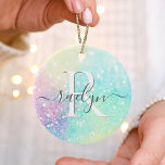 Décoration En Céramique Jolie Parties scintillant Holographique Iridescent<br><div class="desc">Une arrière - plan bokeh chic branchée aux belles couleurs pastel. Vous pouvez facilement personnaliser avec votre monogramme et/ou nom personnalisé.</div>