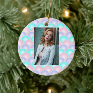 Décoration En Céramique jolie rose aqua bleu pastel écailles de sirène