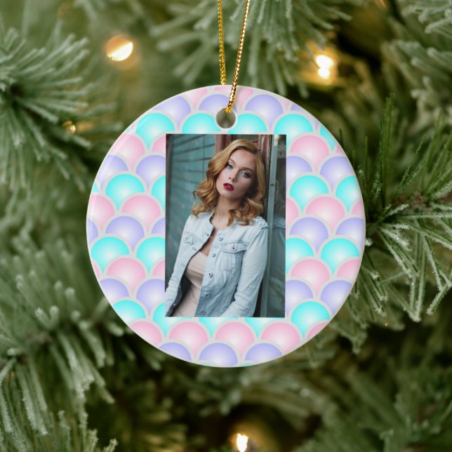 Décoration En Céramique jolie rose aqua bleu pastel écailles de sirène (Arbre)