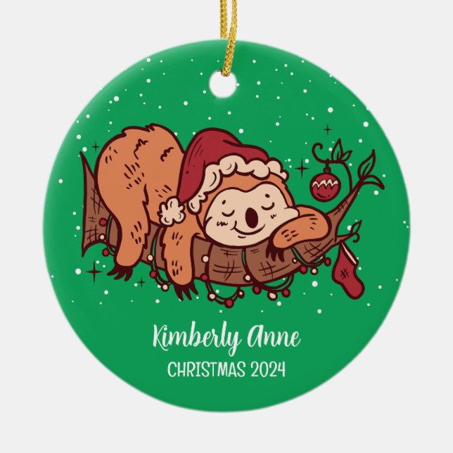 Décoration En Céramique Jolie Sloth Noël Animal Snowy Vacances d'hiver (Devant)