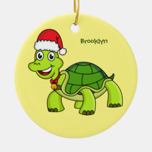 Décoration En Céramique Jolie tortue en chapeau de Père Noël