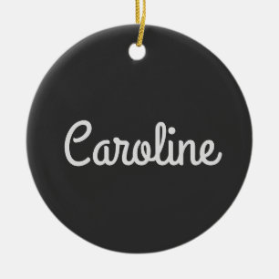 Décoration En Céramique Jolie typographie de script minimaliste Nom Noir B