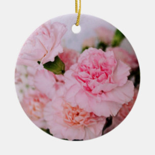 Décoration En Céramique jolies fleurs d'oeillet roses