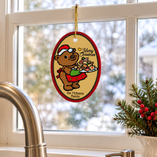 Décoration En Céramique Jolis ours du Père Noël pour les cookies de Noël