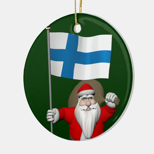 Décoration En Céramique Jolly Santa Claus Avec Drapeau De Finlande (Gauche)