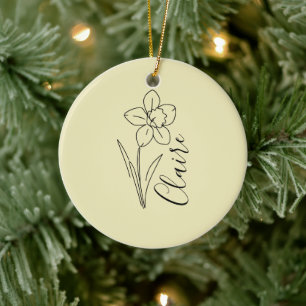 Décoration En Céramique Jonquille de mars personnalisée Fleur de naissance