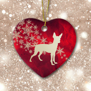 Décoration En Céramique Jouet Red Gold Snowflake Terrier