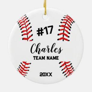 Décoration En Céramique Joueur de balle de baseball Nom personnalisé, nu