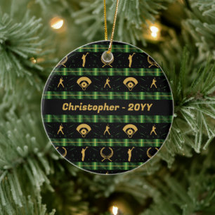 Décoration En Céramique Joueur de baseball de Noël - Contrôle vert