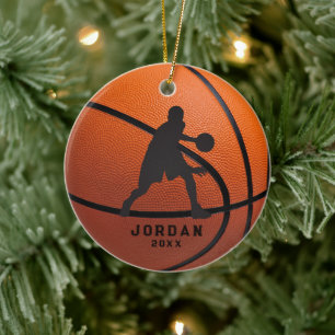 Décoration En Céramique Joueur de basket-ball personnalisé orange Noël