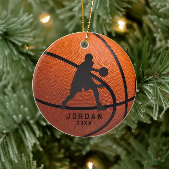 Décoration En Céramique Joueur de basket-ball personnalisé orange Noël (Arbre)