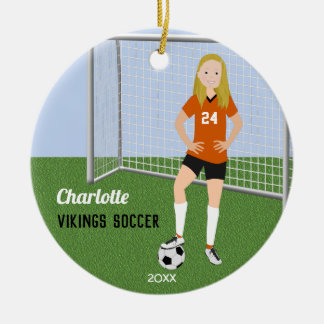 Décoration En Céramique Joueur De Football Blonde En Orange