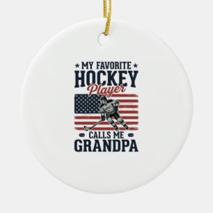 Décoration En Céramique Joueur de hockey préféré m'appelle grand-père vint