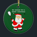 Décoration En Céramique joueur de squash personnalisé collection céramique<br><div class="desc">Amusant sport squash ornement de Noël. Modifiez le texte pour ajouter le nom du joueur de squash.</div>