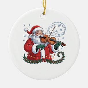 Décoration En Céramique Joueur de violon Santa violoniste Musique de Noël 
