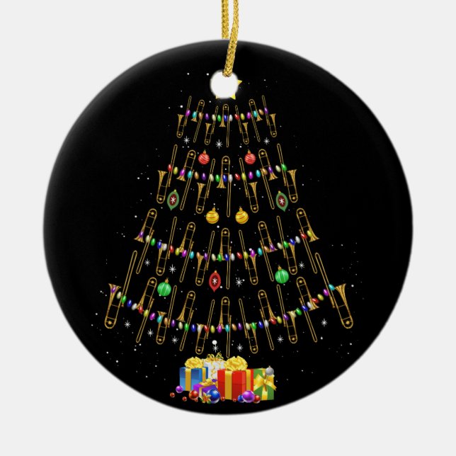 Décoration En Céramique Joueur Trombone Noël Cadeaux Arbre de Noël (Devant)