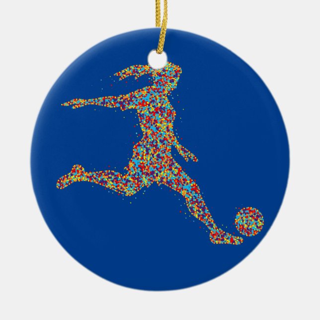 Décoration En Céramique Joueuse de football féminin  (Devant)