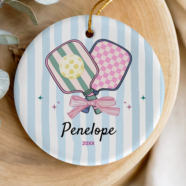 Décoration En Céramique Joueuse de pickleball pagaies sportives personnali (Créateur téléchargé)