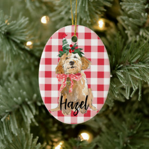 Décoration En Céramique Jour de Noël du chien de caniche d'or