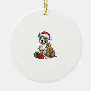 Décoration En Céramique Jour de Noël Éclairage Père Noël Pitbull Terrier C