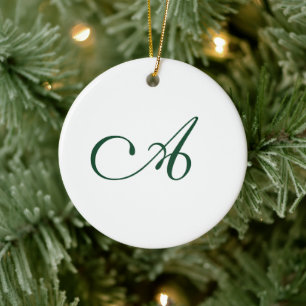 Décoration En Céramique Jour de Noël Elegant Script Verte d'hiver