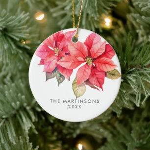 Décoration En Céramique Joy Poinsettia couronne de Noël avec baies