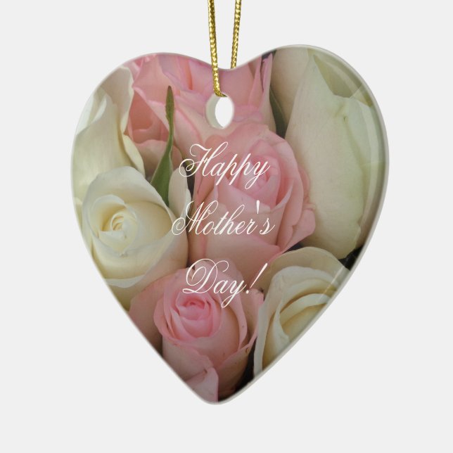 Décoration En Céramique Joyeuse Fête des Mères Élégante rose Roses Blanche (Gauche)